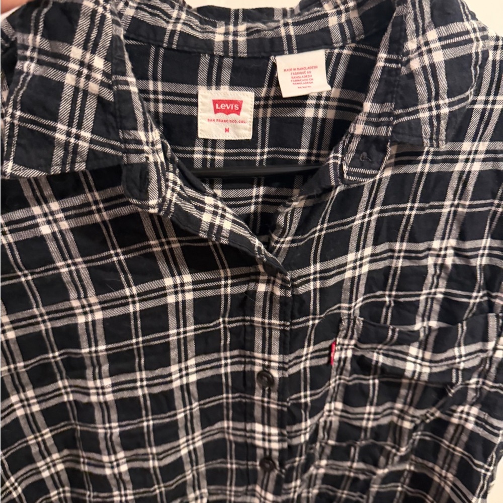 Levi's Navy and White Plaid Button-Down Shirt